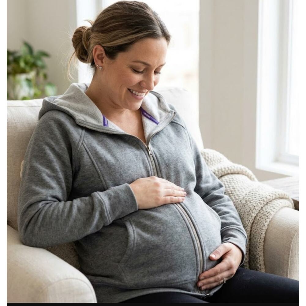 Seraphine Grey Maternity Sweatshirt Size Medium Cotton Blend Active Loungewear